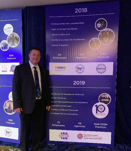 Glen McGaha at the award ceremony for 2018 agent of the year