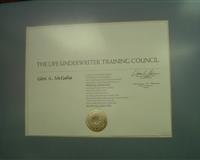 Insurance industry certificate